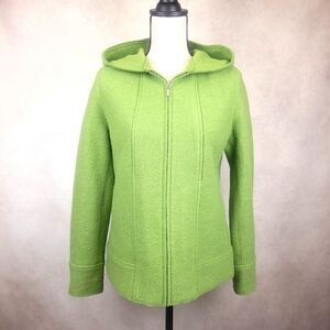 Vintage Hilary Radley Green Hooded Zippered Wool Coat Size Small